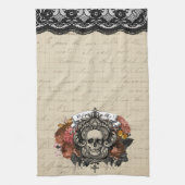 ヴィンテージ華美スカルハロウィンキッチンタオル キッチンタオル (縦)
