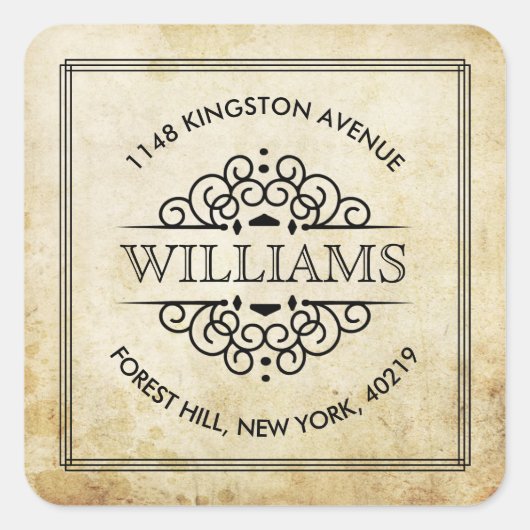 ヴィンテージ華美スワーズカスタム差出人住所 スクエアシール (正面)