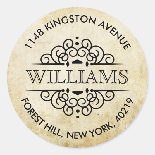 ヴィンテージ華美スワーズカスタム差出人住所 ラウンドシール (正面)