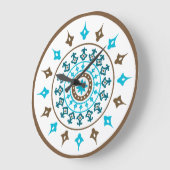 ヴィンテージ華美ターコイズブラウンウォールクロック ラージ壁時計 (傾斜)