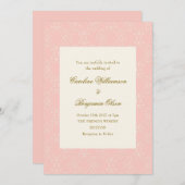 ヴィンテージ華美ダマスク赤面ピンクエレガントな結婚式 招待状 (正面/裏面)