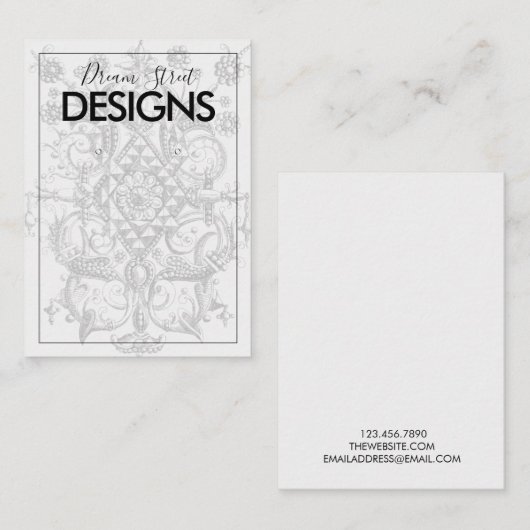 ヴィンテージ華美デザインイヤリング表示カード 名刺 (正面/裏面)