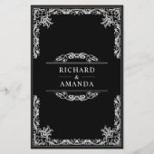 ヴィンテージ華美バジェットブラック結婚式招待状 (裏面)