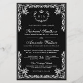 ヴィンテージ華美バジェットブラック結婚式招待状 (正面)