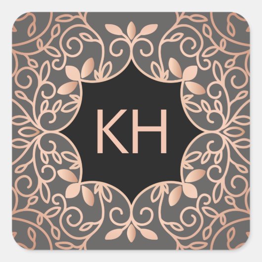 ヴィンテージ華美バラ金ゴールドモノグラム スクエアシール (正面)