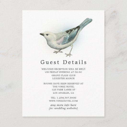 ヴィンテージ華美バードケ結婚ージレースゲスト詳細 エンクロージャーカード (正面)