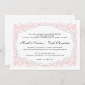 ヴィンテージ華美ピンク&グレー結婚式招待状 招待状 (正面/裏面)