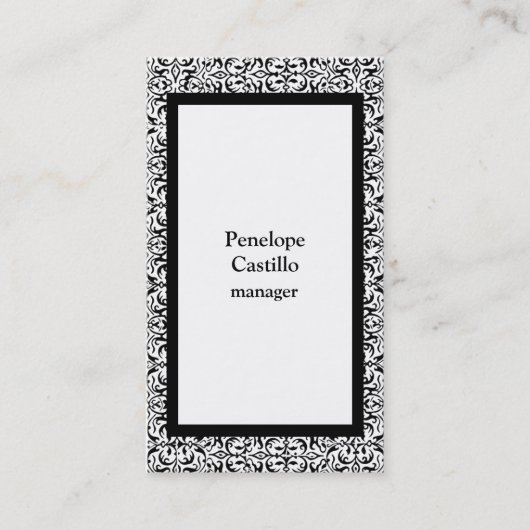 ヴィンテージ華美フスタイリッシュァーブラック&ホワイト 名刺 (正面)