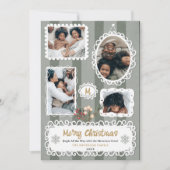 ヴィンテージ華美フレームのクリスマスファミリー5枚の写真 シーズンカード (正面)