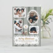 ヴィンテージ華美フレームのクリスマスファミリー5枚の写真 シーズンカード (スタンド正面)