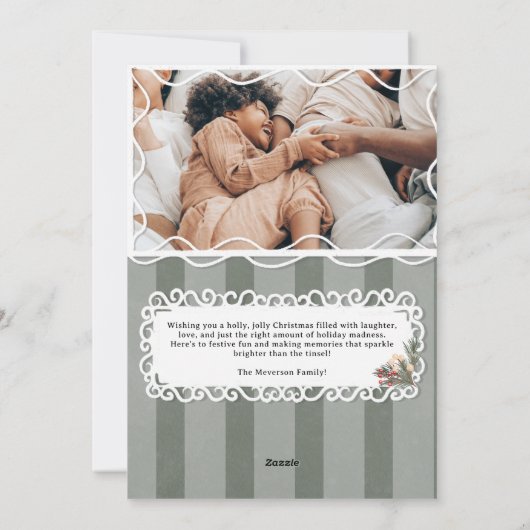 ヴィンテージ華美フレームのクリスマスファミリー5枚の写真 シーズンカード (裏面)