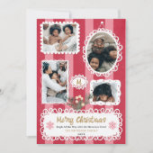 ヴィンテージ華美フレームのクリスマスファミリー5枚の写真 シーズンカード (正面)