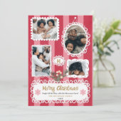 ヴィンテージ華美フレームのクリスマスファミリー5枚の写真 シーズンカード (スタンド正面)