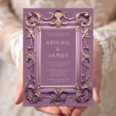 ヴィンテージ華美フレームの金ゴールド結婚の 招待状