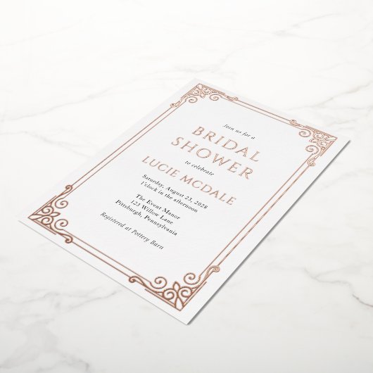 ヴィンテージ華美フレームブライダルシャワー実在 箔招待状 (回転した状態)