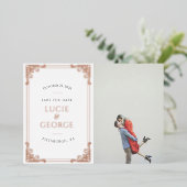 ヴィンテージ華美フレーム写真の日付の保存実在 箔招待状 (立ち正面)