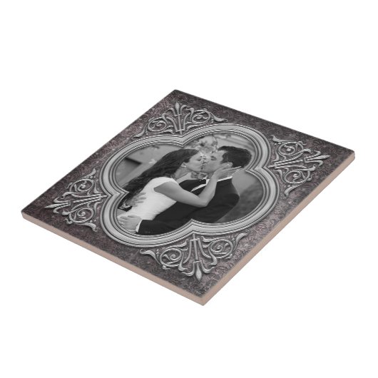 ヴィンテージ華美フレーム写真テンプレート結婚のタイル タイル (側面)