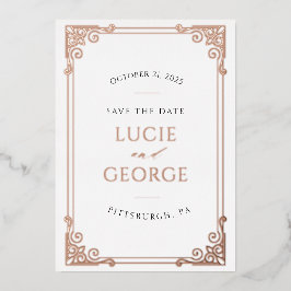 ヴィンテージ華美フレーム日付の保実在存 箔招待状