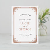 ヴィンテージ華美フレーム日付の保実在存 箔招待状 (立ち正面)