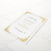 ヴィンテージ華美フレーム日付フォイルを実在保存 箔招待状 (回転した状態)