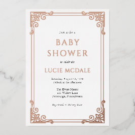 ヴィンテージ華美フレーム赤ちゃんシャワー実在 箔招待状