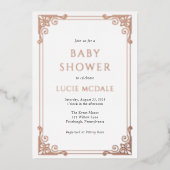 ヴィンテージ華美フレーム赤ちゃんシャワー実在 箔招待状 (正面)