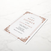 ヴィンテージ華美フレーム赤ちゃんシャワー実在 箔招待状 (回転した状態)