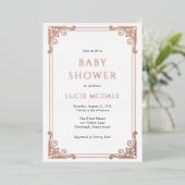 ヴィンテージ華美フレーム赤ちゃんシャワー実在 箔招待状 (立ち正面)