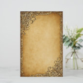 ヴィンテージ華美フレーム(ダークパーチメントグランジ) 便箋 (スタンド正面)