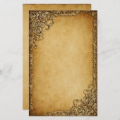 ヴィンテージ華美フレーム(ダークパーチメントグランジ) 便箋 (正面/裏面)