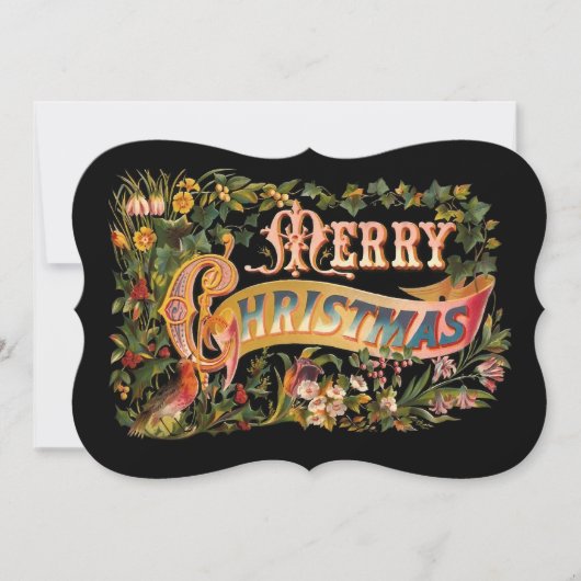 ヴィンテージ華美フローラのクリスマスグリーティング シーズンカード (正面)