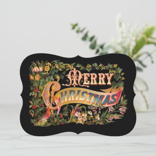 ヴィンテージ華美フローラのクリスマスグリーティング シーズンカード (スタンド正面)