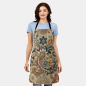 ヴィンテージ華美フローラBrocadeパターン2 エプロン (着用した状態)
