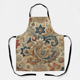 ヴィンテージ華美フローラBrocadeパターン2 エプロン