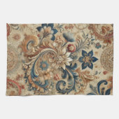 ヴィンテージ華美フローラBrocadeパターン2 キッチンタオル (横)
