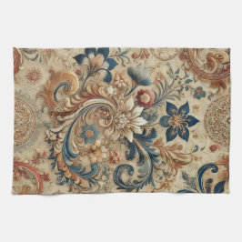 ヴィンテージ華美フローラBrocadeパターン2 キッチンタオル