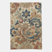 ヴィンテージ華美フローラBrocadeパターン2 キッチンタオル (縦)