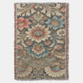 ヴィンテージ華美フローラBrocade暖色トーン自然版 スローブランケット (正面縦)