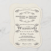 ヴィンテージ華美フローリッシュホワイト結婚式招待状 招待状 (正面/裏面)