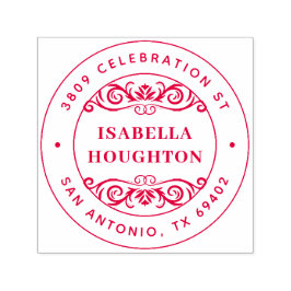 ヴィンテージ華美フローリッシュラウンドネーム差出人住所 セルフインキングスタンプ