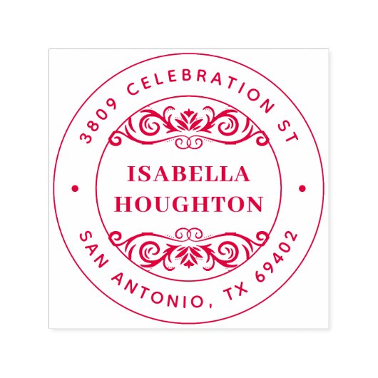 ヴィンテージ華美フローリッシュラウンドネーム差出人住所 セルフインキングスタンプ (デザイン)