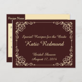 ヴィンテージ華美ブライダルシャワーレシピカード インビテーションポストカード (正面/裏面)