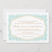 ヴィンテージ華美ブルー&金ゴールド結婚式招待状 招待状 (正面)