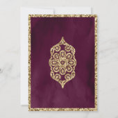 ヴィンテージ華美ランタンプラム金ゴールドムスリム結婚ズ 招待状 (裏面)