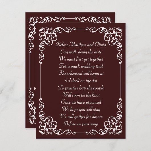 ヴィンテージ華美リハーサルディナーポエム招待状 招待状 (正面/裏面)