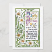 ヴィンテージ華美宗教復活祭の聖句とナルシシ シーズンカード (正面)