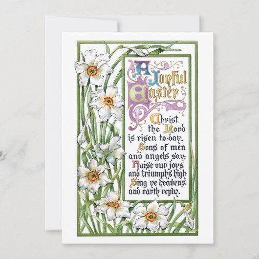 ヴィンテージ華美宗教復活祭の聖句とナルシシ シーズンカード (正面)