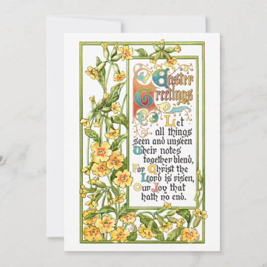 ヴィンテージ華美宗教復活祭の賛美歌とプリムローズ シーズンカード (正面)