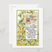 ヴィンテージ華美宗教復活祭の賛美歌とプリムローズ シーズンポストカード (正面/裏面)