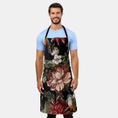 ヴィンテージ華美牡丹、バラ、鳥。 エプロン (着用した状態)